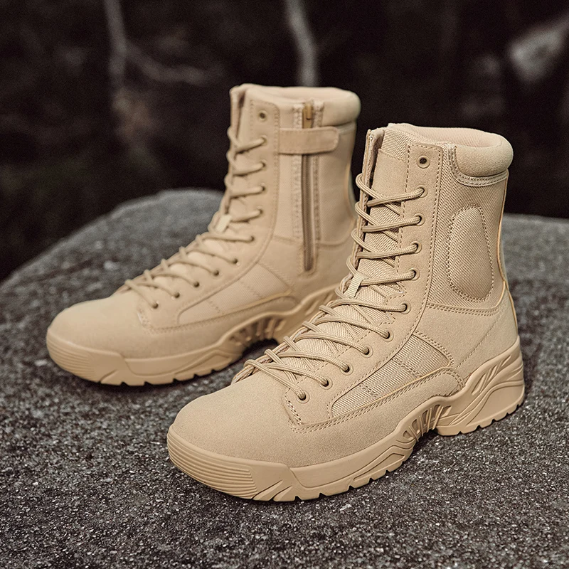 Висококачествени есенни мъжки обувки, тактически военни Спецподразделения, Водоустойчив Кожена работна обувки за пустинята, Мъжки армейските ботильоны