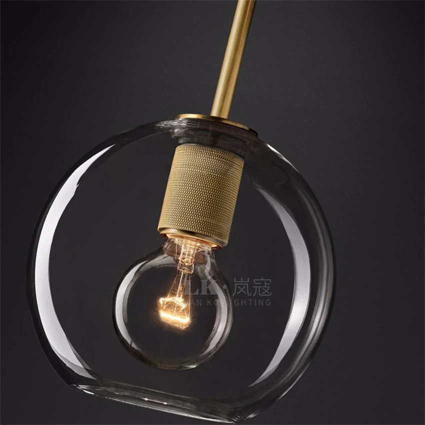 Висящи лампи в американски стил с индустриален бронзов стъклена топка, в скандинавските модерните висящи лампи за хранене, лампи за дневна