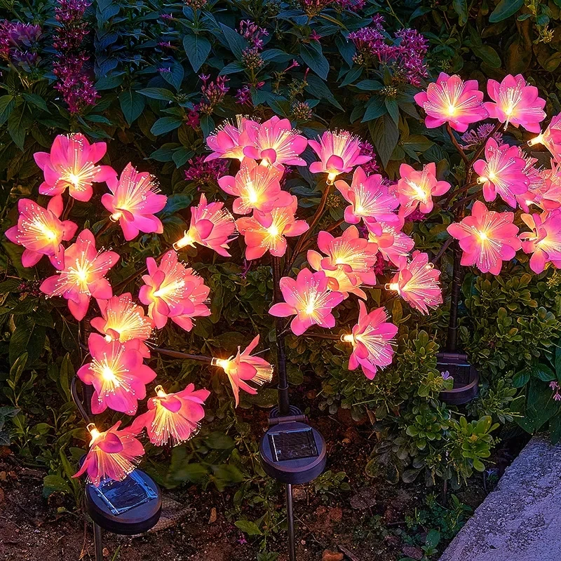 Външна слънчева Венец Лампа Водоустойчива IP65 Череша розата е Цветето камелия Слънчево осветление за градината, двора пътеки, тревата лампи