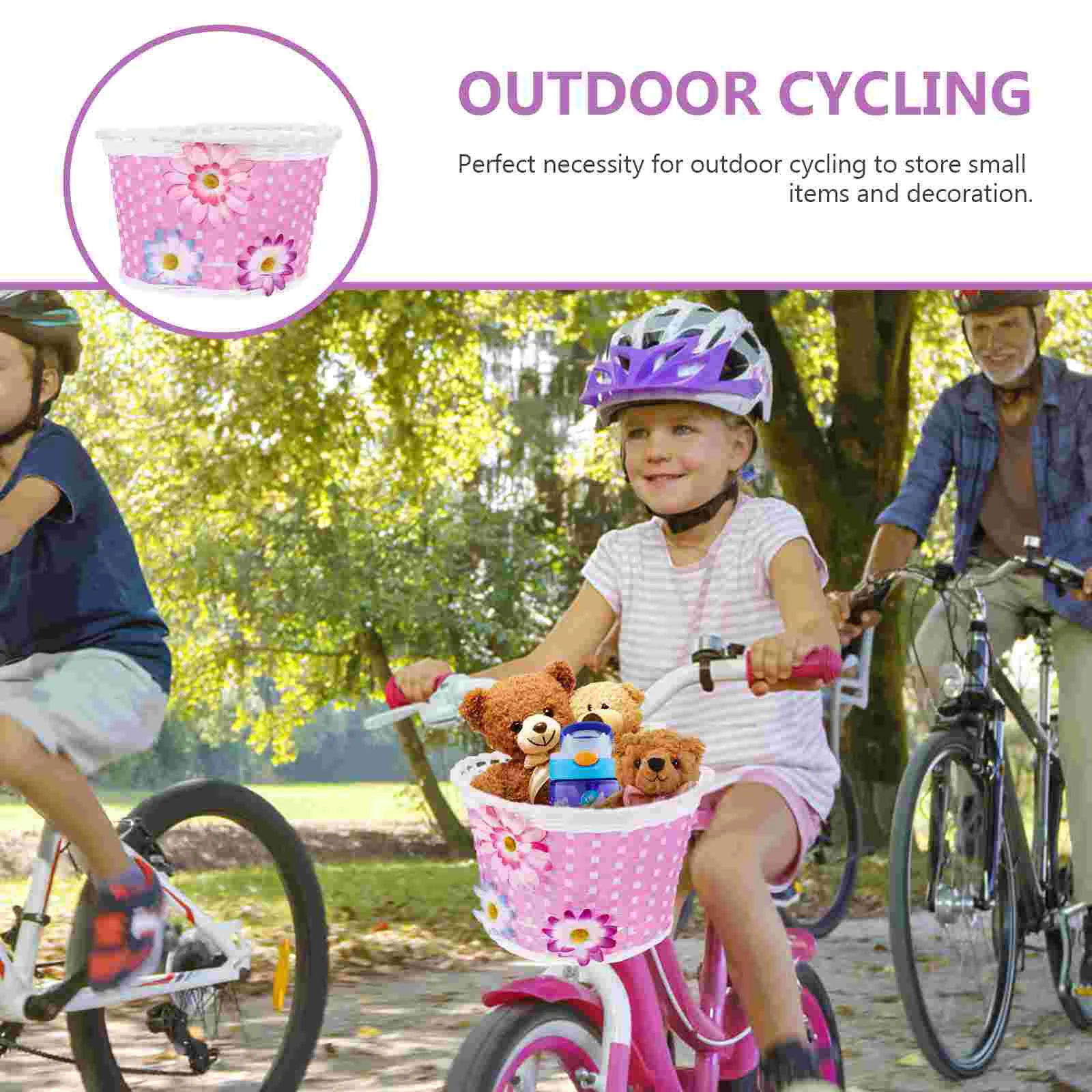Детска автомобили кошница на кормилото за детски велосипеди, Пластмасови контейнери с цветен модел, окачени Къси плетени съдове за възрастни