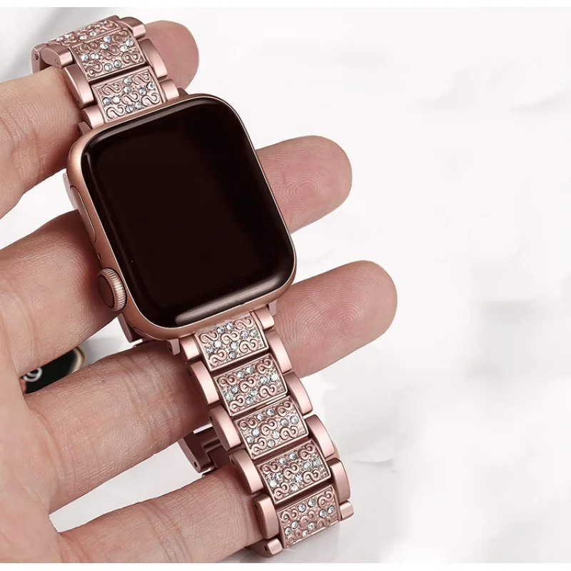 Диамантена калъф + каишка за Apple watch band 44 мм 40 мм 41 мм 45 мм 42 мм, 38 мм, подходящ браслету от неръждаема стомана iwatch series 3 6 se 7 8