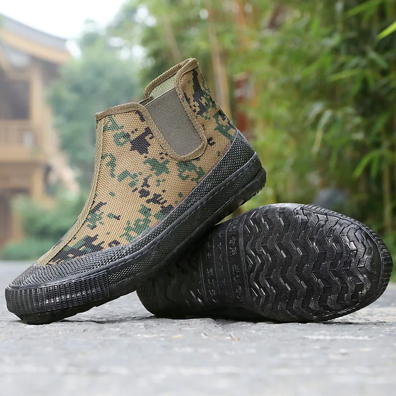 Евтина работна обувки за фермата, термостойкая Вулканизированная Камуфляжная 3D гумена училищна тренировочная обувки за мъже и жени с ниско деколте, устойчива на плъзгане