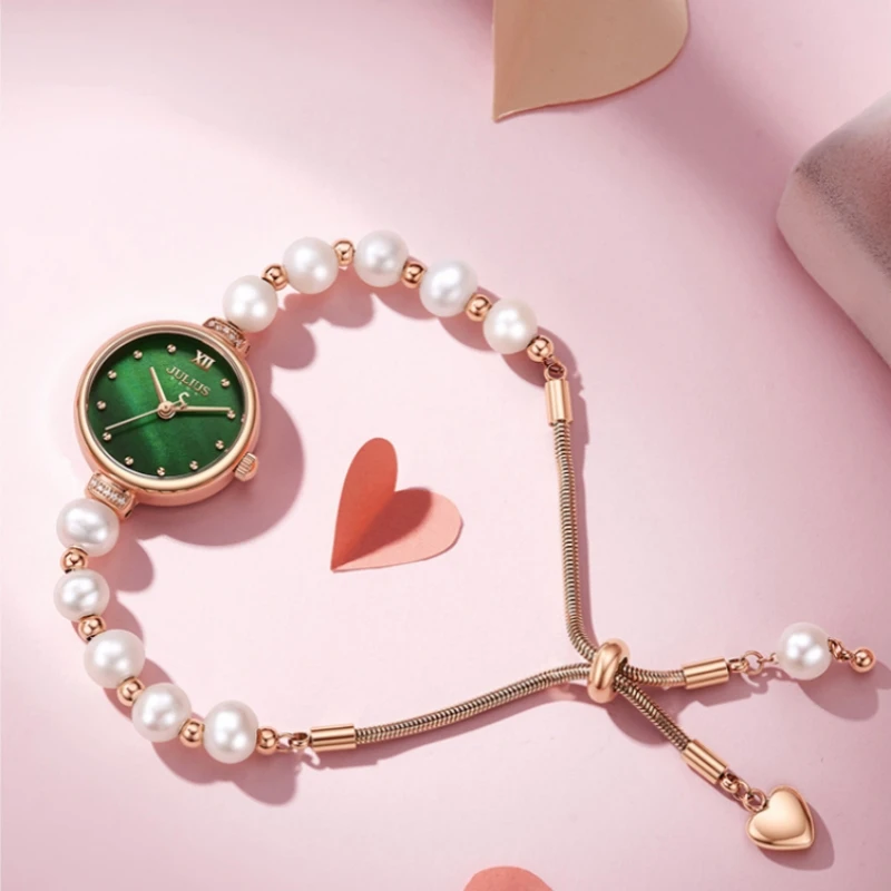 Елегантен Перла гривна-верижка, кварцов часовник за жени, Луксозни водоустойчиви дамски часовници, Нови модни бижута, дамски ръчен часовник