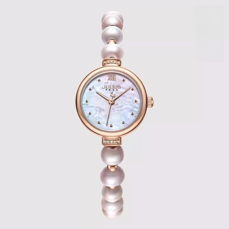 Елегантен Перла гривна-верижка, кварцов часовник за жени, Луксозни водоустойчиви дамски часовници, Нови модни бижута, дамски ръчен часовник