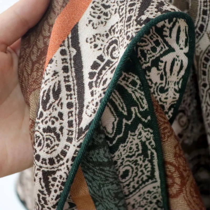 Елитни Елегантни жени Изтънчен Шри-Ланкийский стил, Двупосочен коприна вълнен шал с закатанным ръчно ръба, Голям квадратен шал-шал