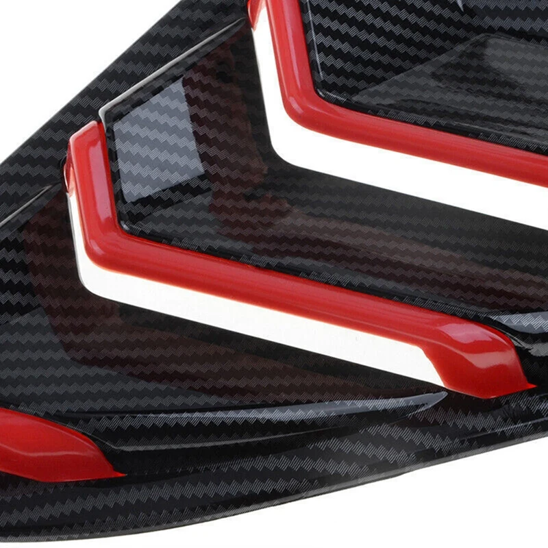 За Honda Civic 2016-2021 Седан Задната странична вентилационна решетка на една четвърт от прозорците, триъгълни подробности за довършване на прозореца, Карбоновое влакна червен цвят