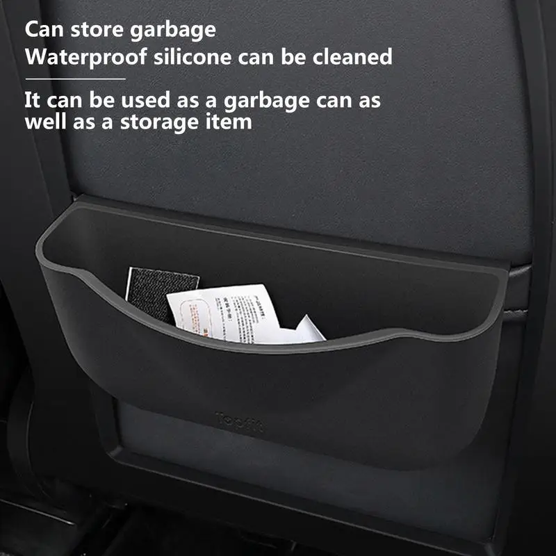За Tesla Model 3 Y Силикон авто торба за боклук, водонепроницаемое кофа за боклук, фланец Висящ джоб на задната седалка, Удобен джоб за съхранение