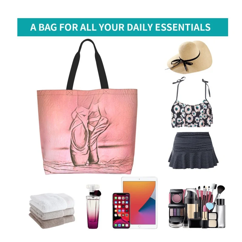Забавна балетната чанта Sho Pink Shop, чанта за Балерини, холщовая чанта за пазаруване