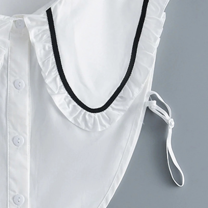 Завързана плиссированный външен яка Лятна Пролетната Дамска блуза-риза с декоративен яка H7EF