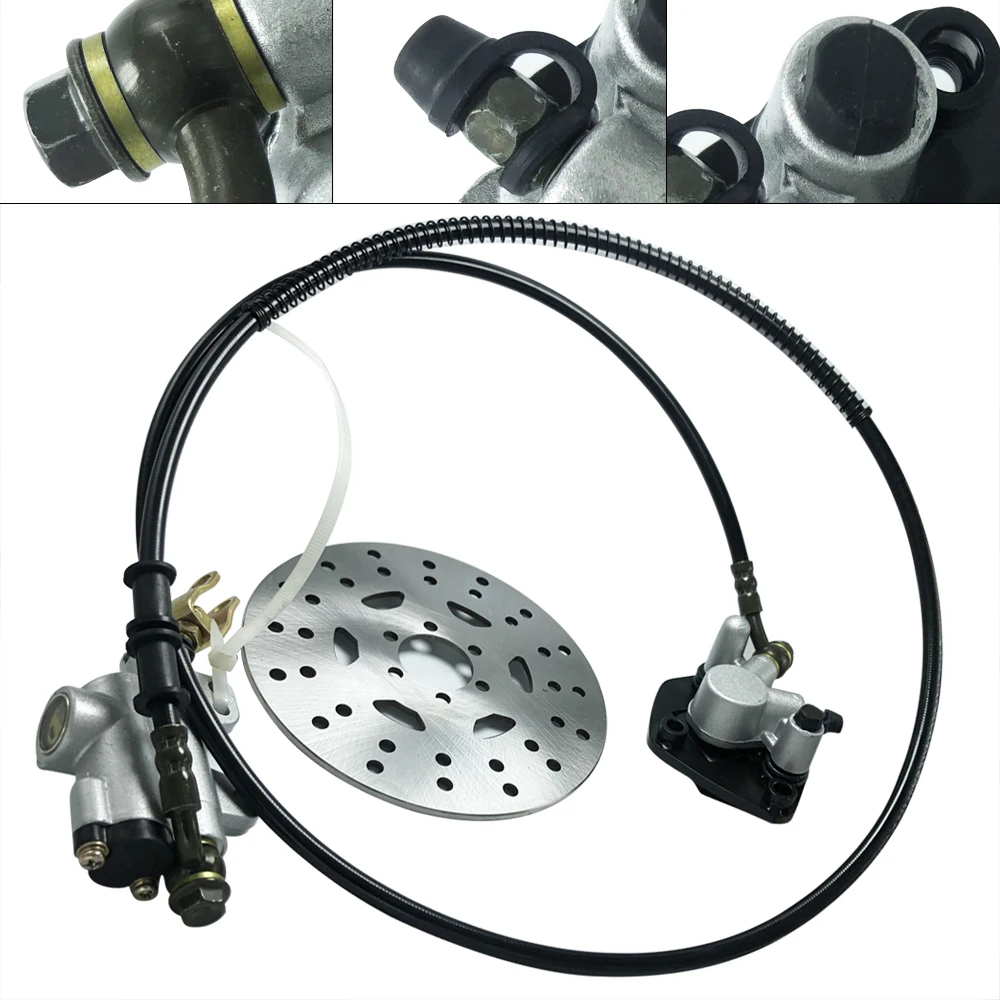 Задни хидравлични спирачни челюсти в събирането + комплект диск ротор за квадроцикла Go-kart Бърза доставка на автомобилни части и аксесоари