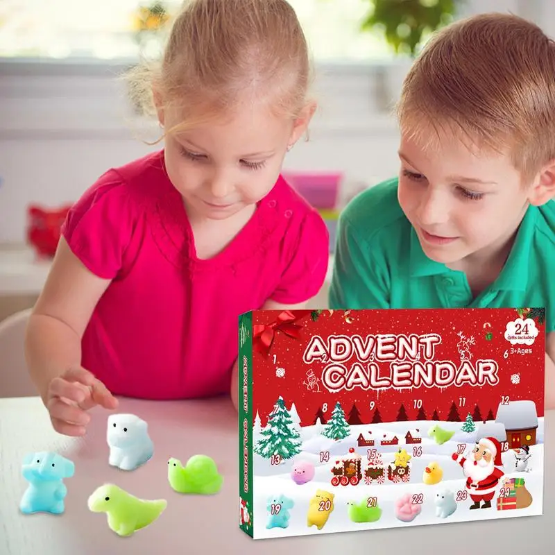 Играчки 24 Дни, на Сляпо кутия, Коледен Адвент-календар, комплект гумени играчки за животните, Сляпо кутия, подарък за Коледа за децата