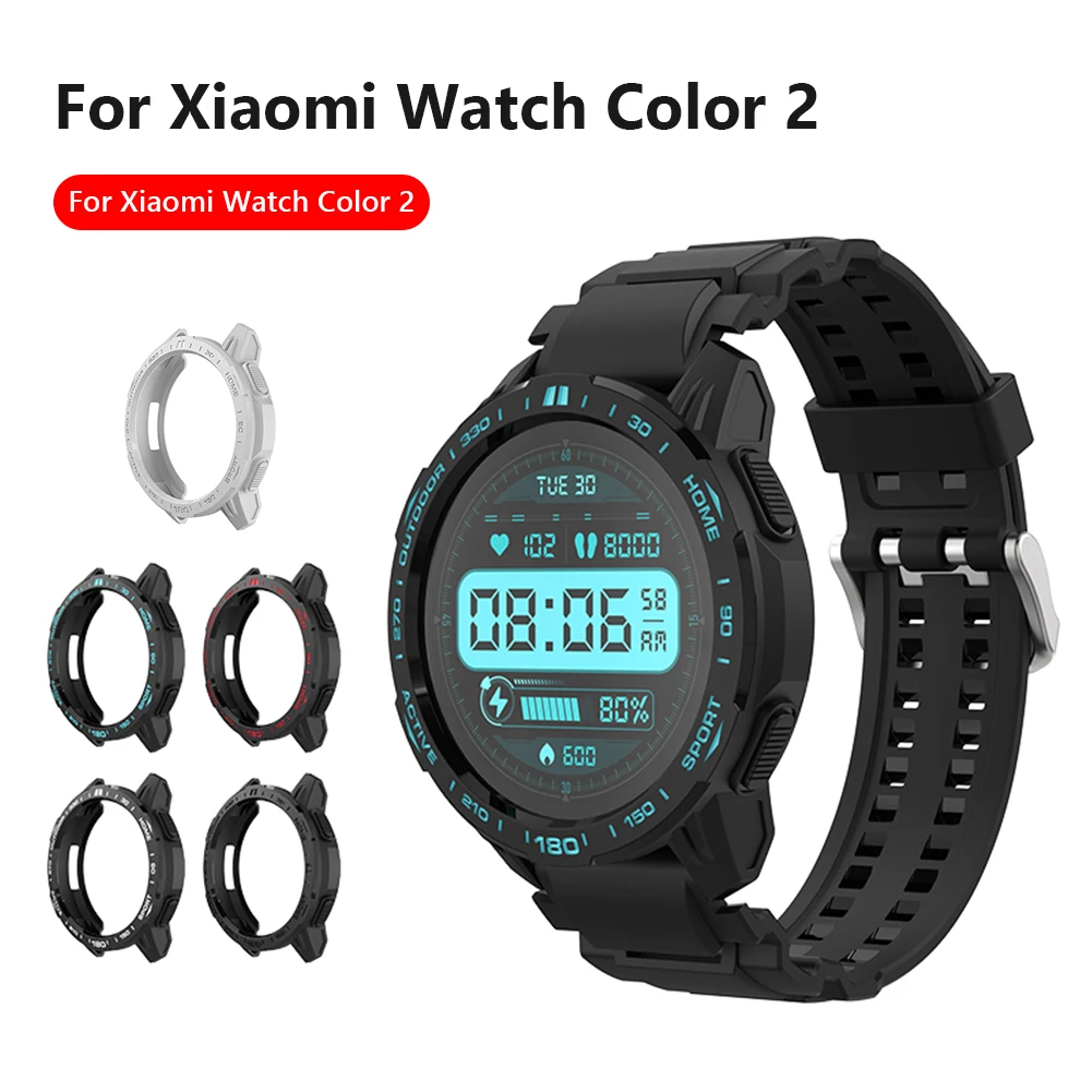 Калъф за Xiaomi Watch, защитен калъф от TPU, рамка за Xiaomi Watch S1 Active/Цвят часа, 2 аксесоар