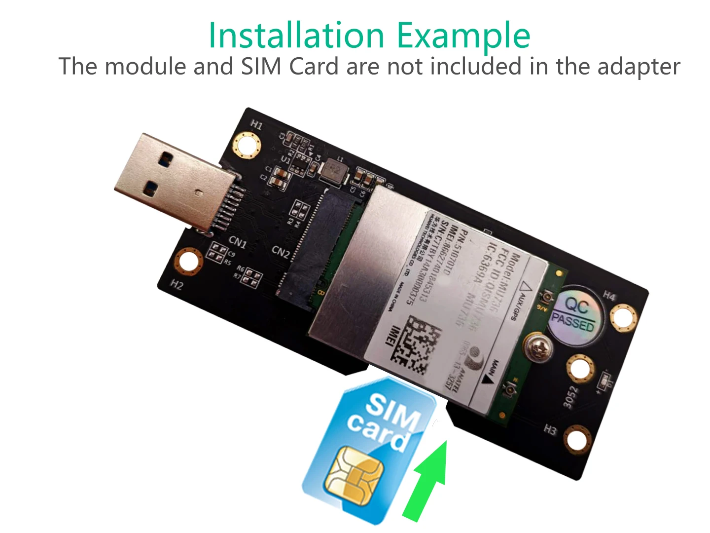 Карта NGFF (M. 2) Key B към адаптер USB 3.0 конектор за SIM-карти 8pin за модул 3G/4G/5G, поддерживающему гнездо за SIM-карти 8pin