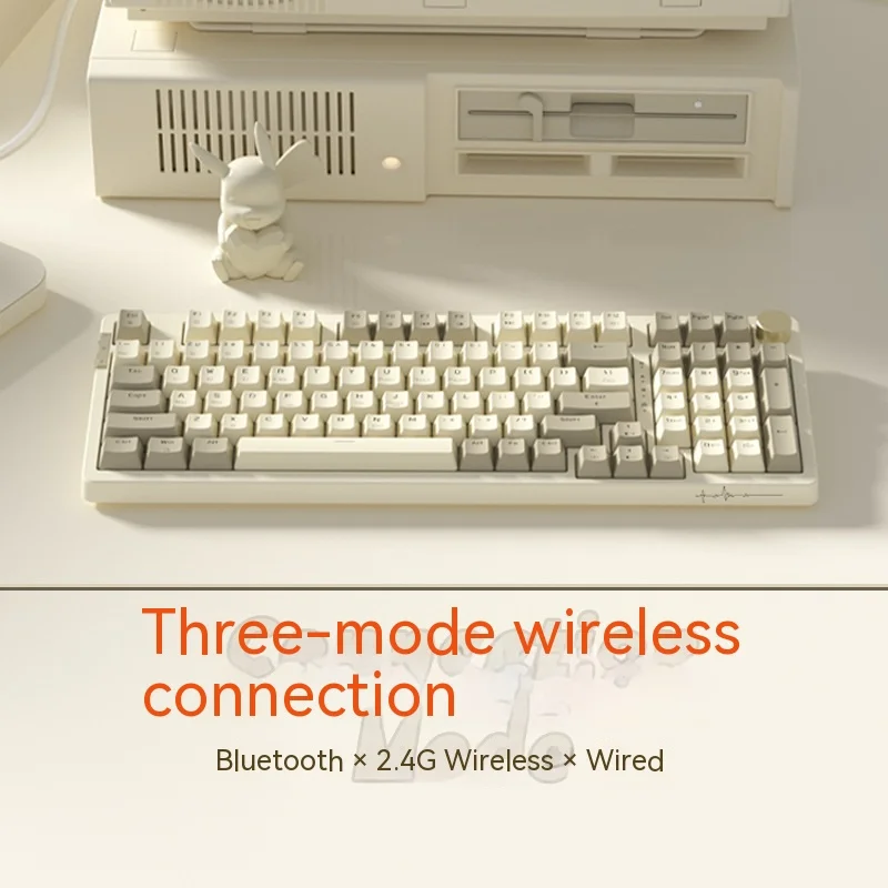 Клавиатура Bastc Ak98 Reteo Bluetooth Wireless Tri Mode 98 Клавиши Ръчна детска клавиатура Уплътнение, Аксесоар За компютъра, Мъжки подаръци