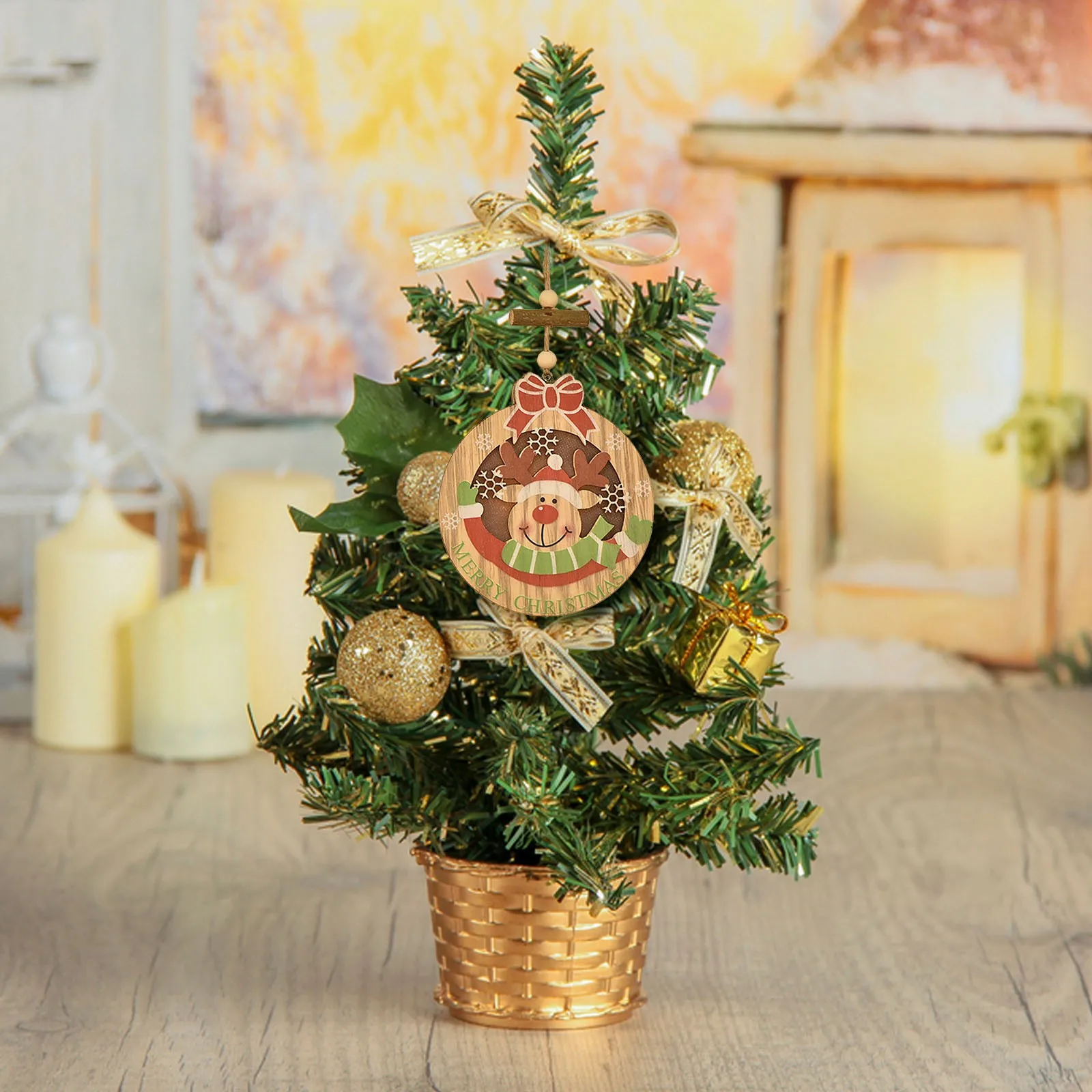 Коледа подвесное украса Навидад 2024, Подарък за Нова година, Дървени светещ окачване, Коледна елха, Висящи украшения на дърво