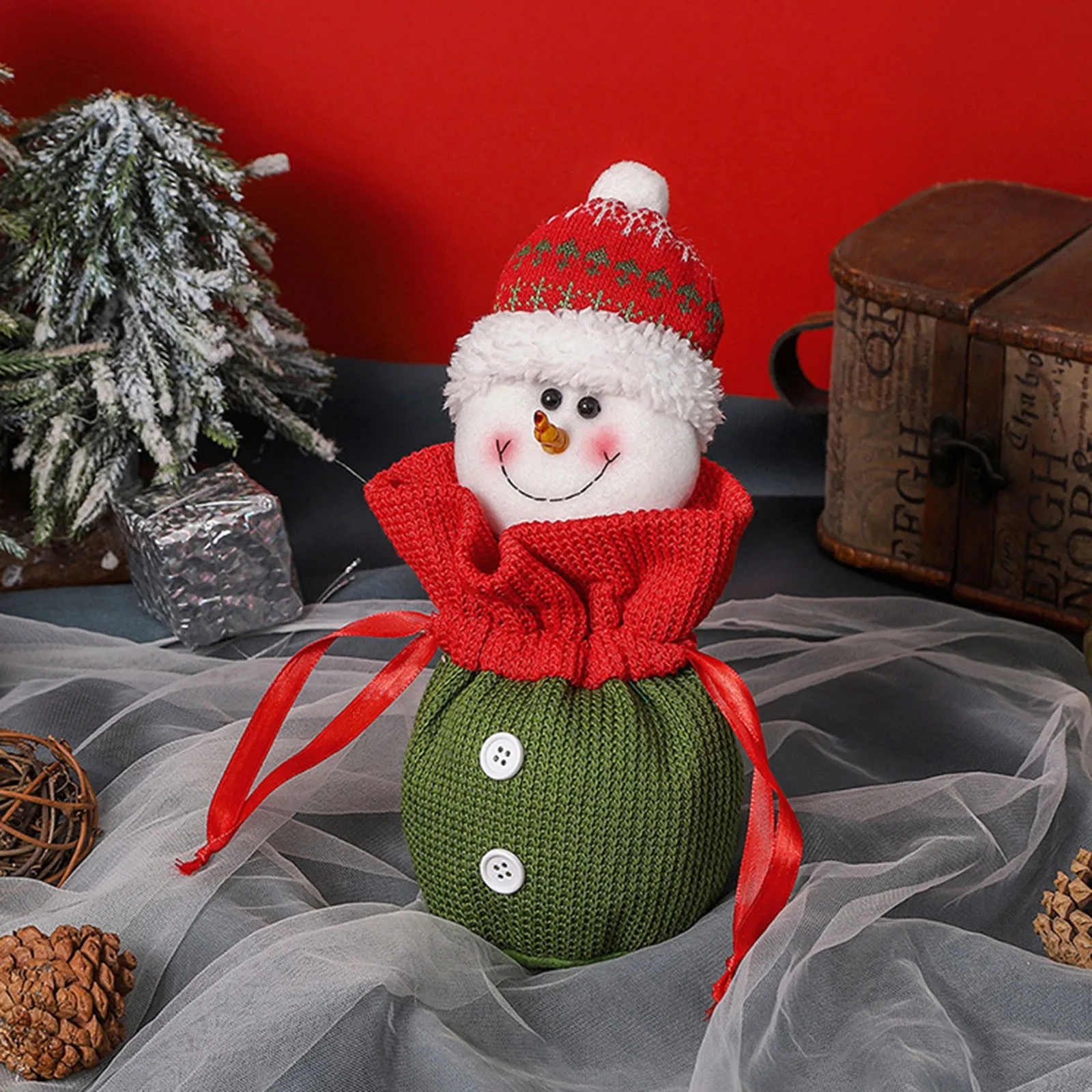 Коледен орнамент, Чул, Творчески Старец, подарък чанта със Снеговиком, торбичка за бонбони