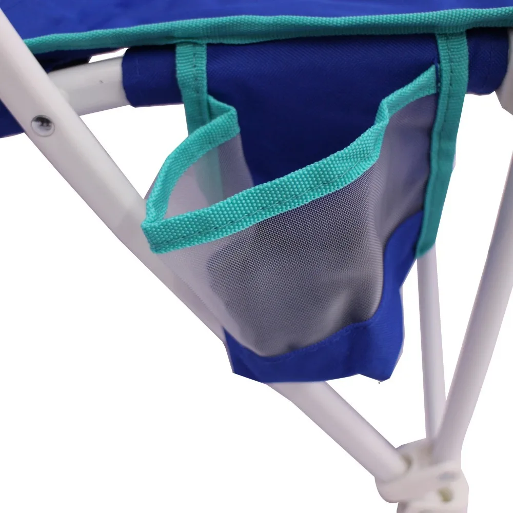 Комплект от 2 теми, Сгъваема Плажен стол-чанта с твърд подлакътник, син сгъваем стол