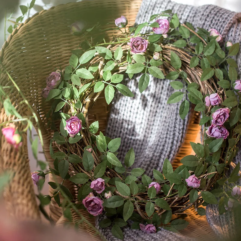 Коприна Роза Изкуствени Цветя, Лоза Оформление на Сватбени Гирлянди Открит градина Вътрешната Стена на Началната Стая на Коледна Украса Аксесоари