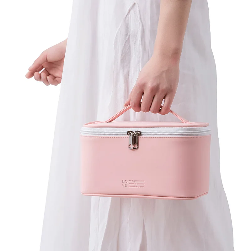 Косметичка от изкуствена кожа, дамски козметичен органайзер с цип, мултифункционален водоустойчив чанта-тоут, косметичка за тоалетни принадлежности, чанта, кутия