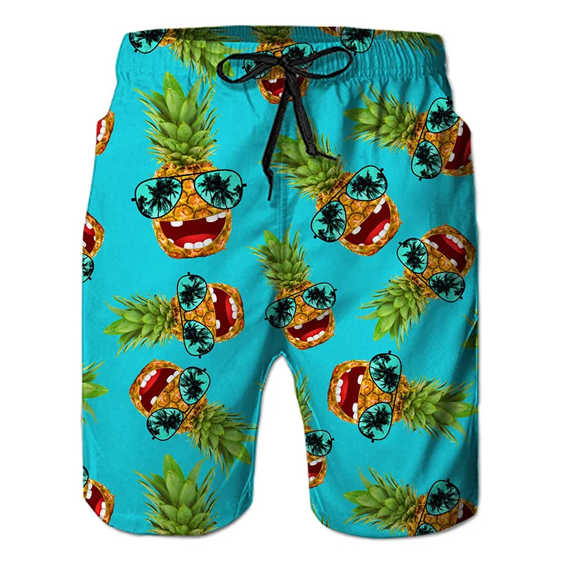 Къси Панталони с шарките на ананас, Мъжки Ежедневни Летни плажни шорти, Бански, Готин бански, бързо съхнещи Мъжки Модни шорти