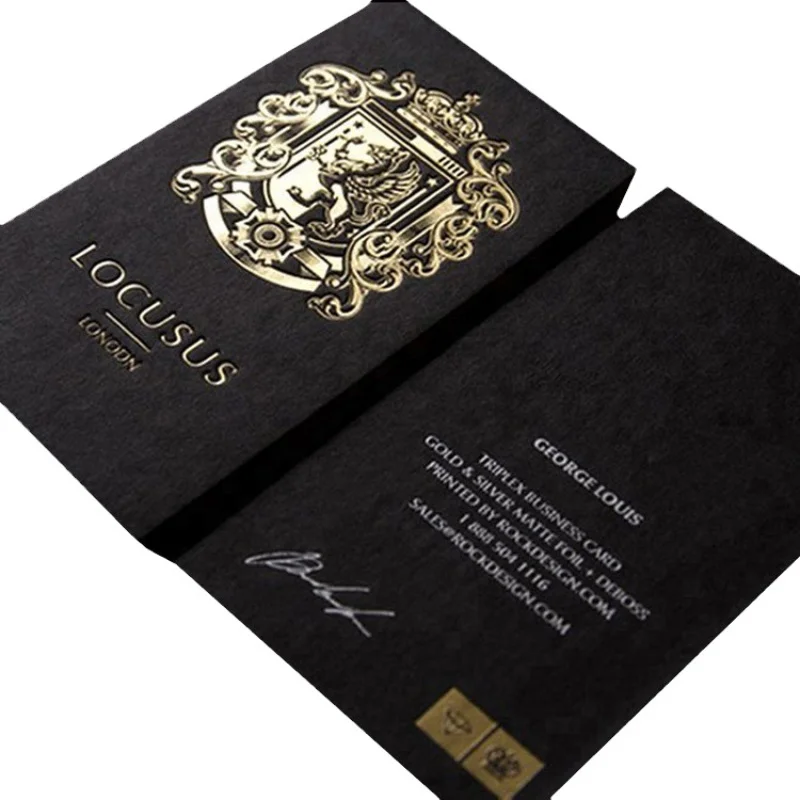 Луксозен Печат на визитки Дебелина с Черна Карта от Сребърно фолио