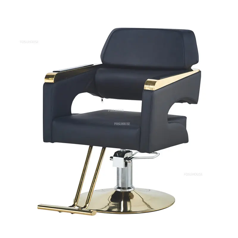 Луксозни Професионален фризьорски стол Модерно обзавеждане за салон за красота Коса стол с превръщането лифта от неръждаема стомана, C