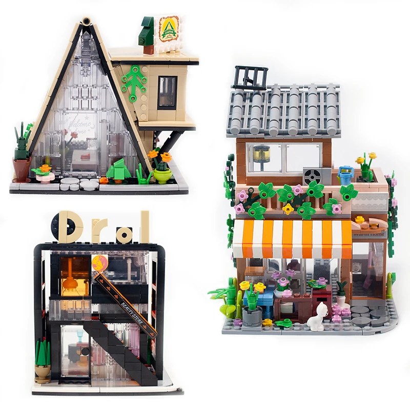 Магазин за красота с изглед към града градивните елементи на Играчки Dream House Homestay MOC Bricks Store Палатка Пластмасов модел на Подаръци за момичета и възрастни Украса