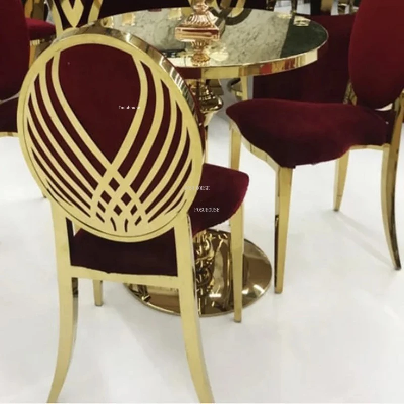 Метални Трапезни Столове от неръждаема стомана е Лесна Луксозно обзавеждане за дома Проста тъканта на облегалката на Кухненския стол на 6 ресторантски столове