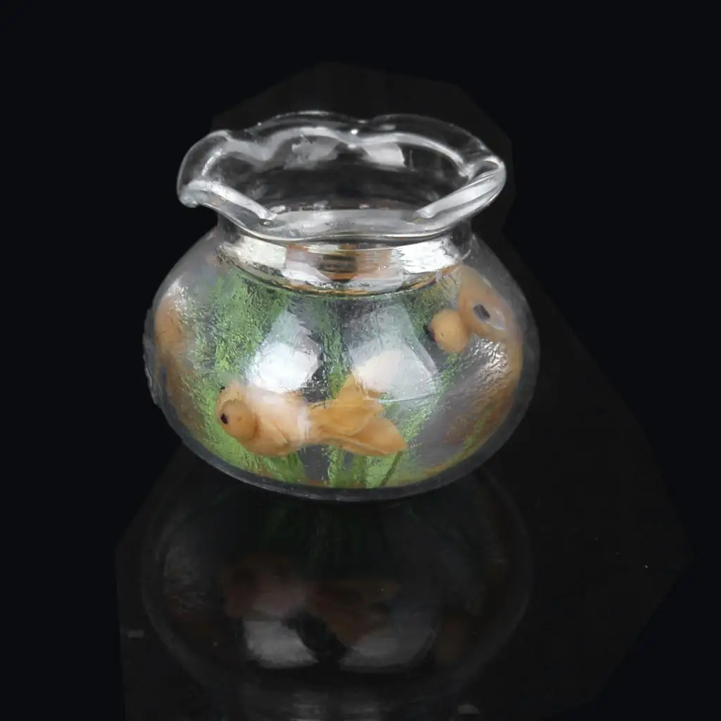 Миниатюрна стъклена купа в мащаб 1:12 С много зеленина, КУКЛЕНА къща, Миниатюрни домашни любимци