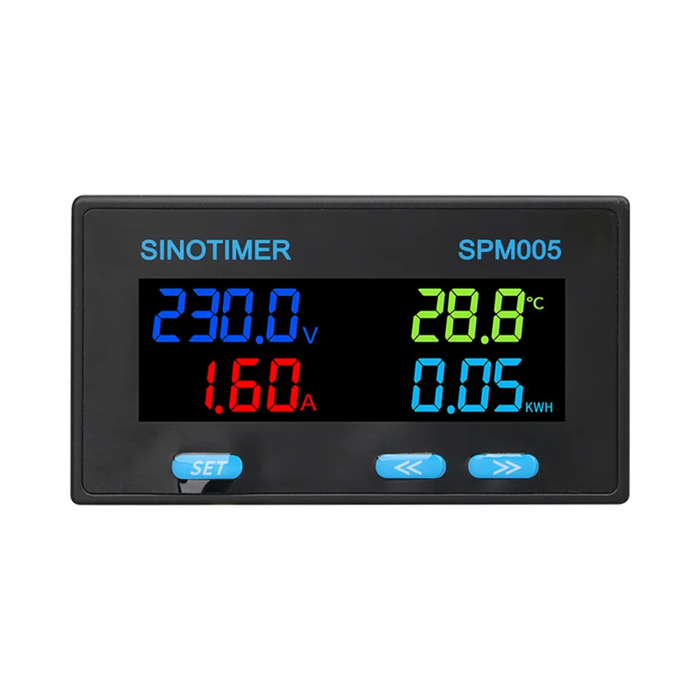 Многофункционален електромера SPM005 С высокоточным LCD дисплей Измерва напрежение, ток, температура, мощност и 32-битов режим на работа - 20A