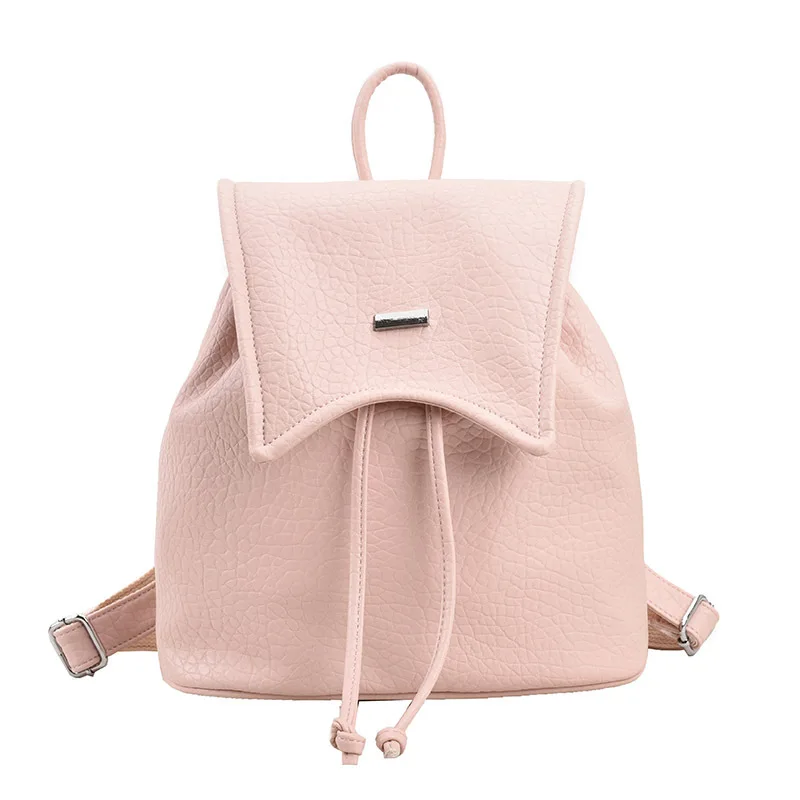 Модерен раница от изкуствена кожа с завязками, дамски ежедневни водоустойчив училищни чанти за момичета, мултифункционална чанта на рамото, пътен раница