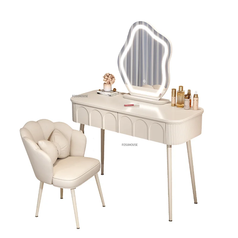 Модерни минималистичные бели скринове за обзавеждане на спалня, Малка козметичен масичка с огледало, шкаф за съхранение, Тоалетка Z