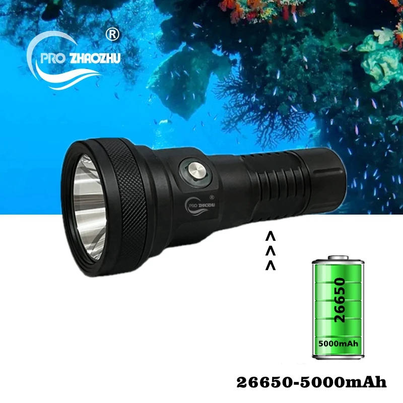 Мощен фенер за гмуркане SBT90.2 LED 6000 Лумена 26650 Акумулаторна лампа за гмуркане