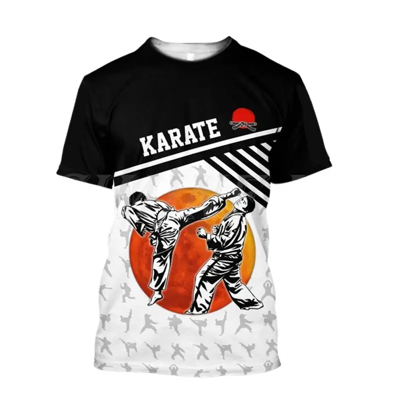 Мъжка тениска за тренировка японски карате с 3D-принтом и къси ръкави оверсайз за високо качество на спортни мъжки дрехи