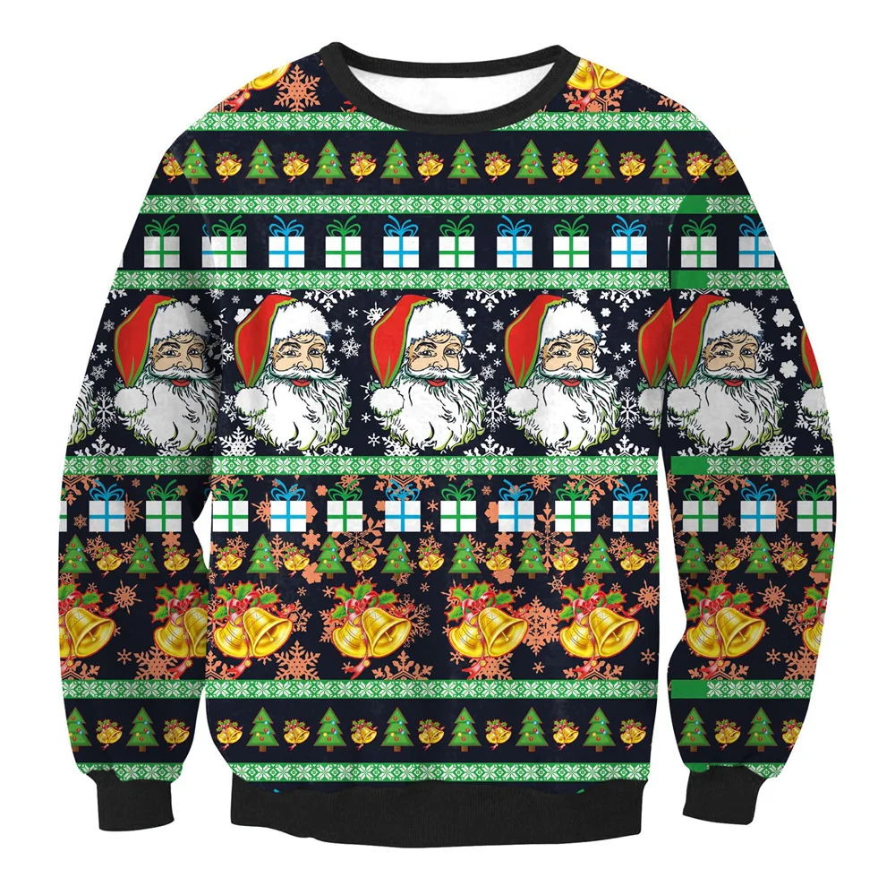 Мъжки Коледен пуловер 3D, Коледа мъжки пуловер с дълъг ръкав и кръгло деколте, Кавайная коледна тениска, Сако, Мъжко облекло Y2K