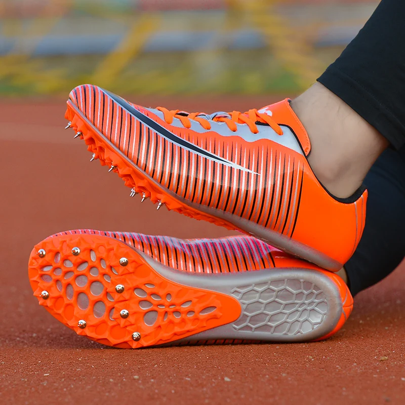 Мъжки обувки за лека атлетика, Спортни обувки за състезания по скорост, Шипове, Къси Маратонки за Спринт, Лека Професионална спортни обувки за скачане