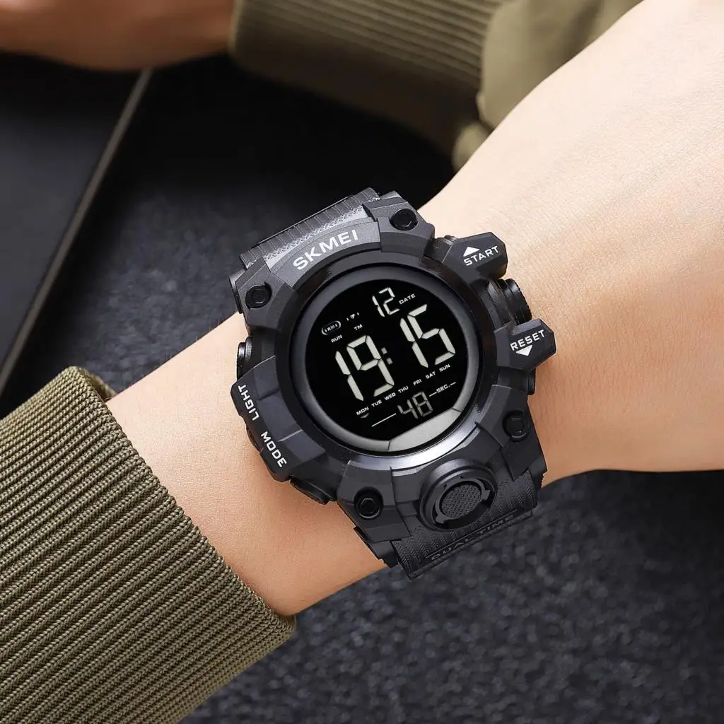 Мъжки спортни часовници SKMEI с цифрово обратното броене За мъже Casual хронометър с подсветка 5 бара, Водоустойчив ръчен часовник с Календар