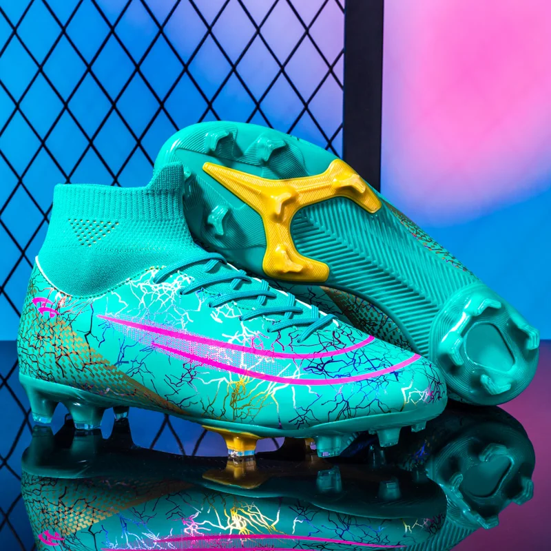 Мъжки футболни обувки за спорт на открито, изкуствена трева, футболни обувки с дълги шипове, висококачествен и бърз футбол обувки за тенис полета