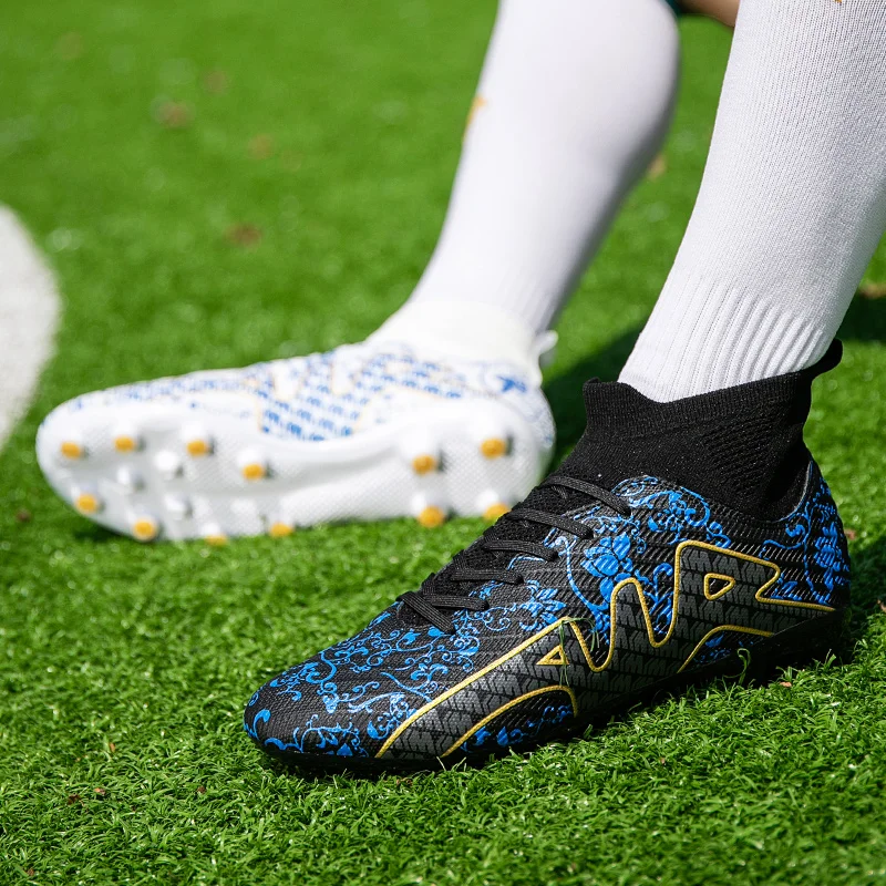 Мъжки футболни обувки с висок берцем TF/FGProfessional, нескользящие женски футболни обувки, Детски улични футболни маратонки-високо качество