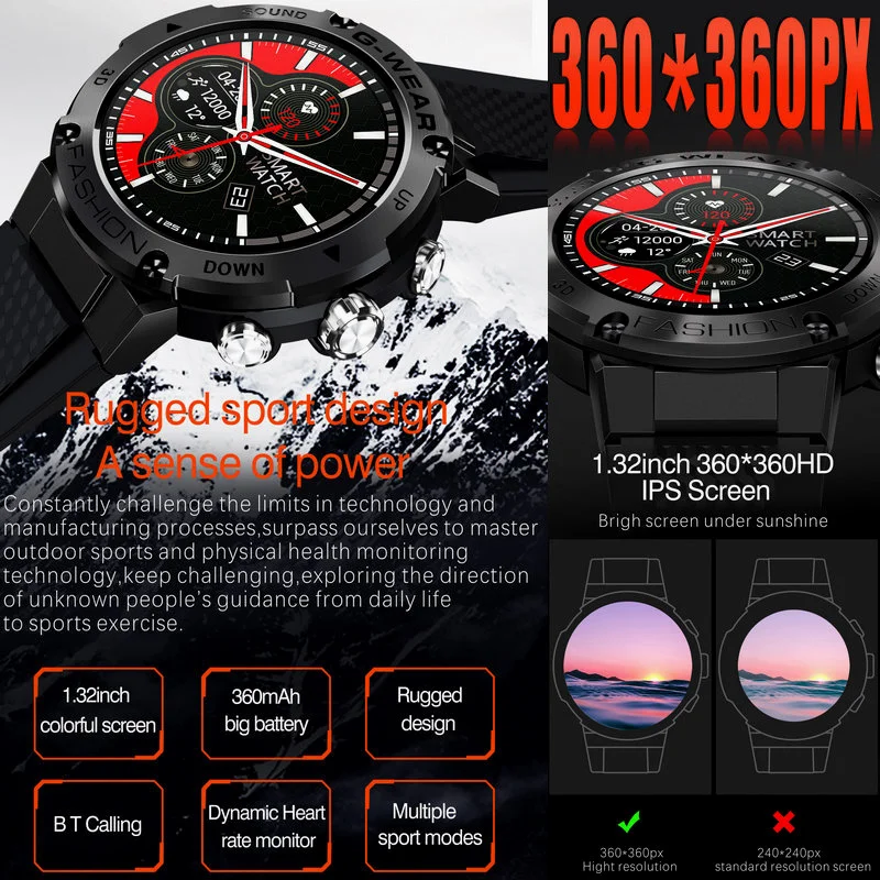 Мъжки часовник K28H, Мъжки умни часовници, ръчни часовници с циферблат, сензор за нивото на кръвното налягане, Кислород, музикален плейър, камера, Водоустойчива спортни Android, IOS, подходящ за носене