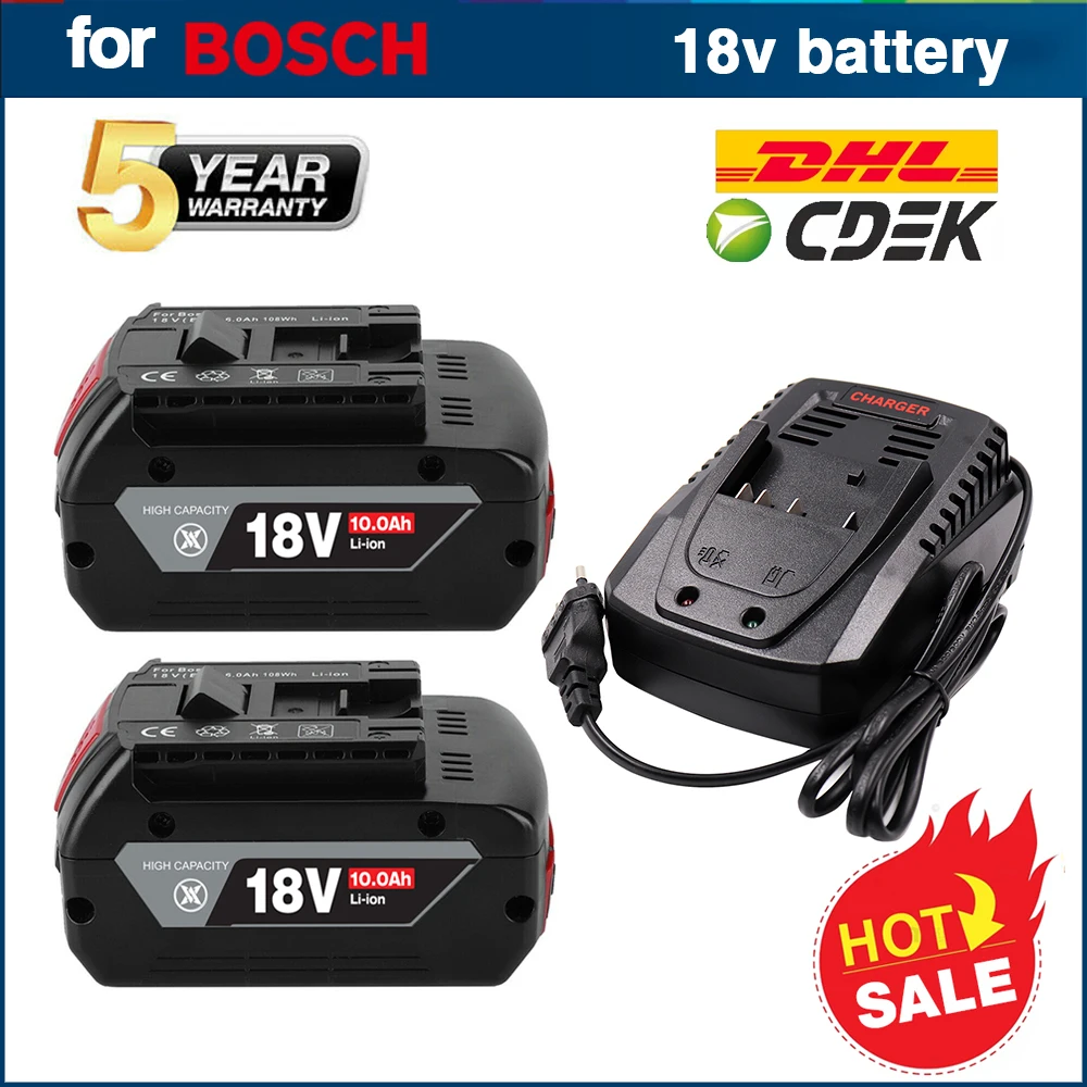 Нова литиево-йонна акумулаторна батерия 18V 10Ah за архивиране на електроинструменти Bosch 18V 6000mah Преносима Замяна Индикатор лампа BAT609
