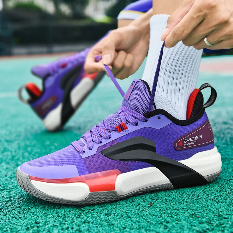 Нова марка мъжки баскетболни обувки, нескользящая дишащи спортни обувки за момчета, устойчиви спортни обувки за тренировки, често баскетболни маратонки