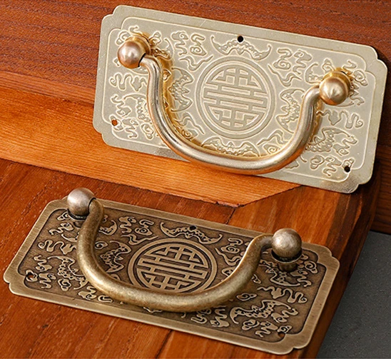 Нови Месингови Реколта мебелни дръжки в китайски стил, Златни реколта дръжки за шкафове и чекмеджета, извити дръжки за шкафове