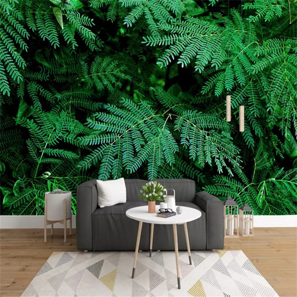 Обичай зелени растителни тапети със стенописи на тропическите гори, за да спални хол трапезария фоново стенно покритие