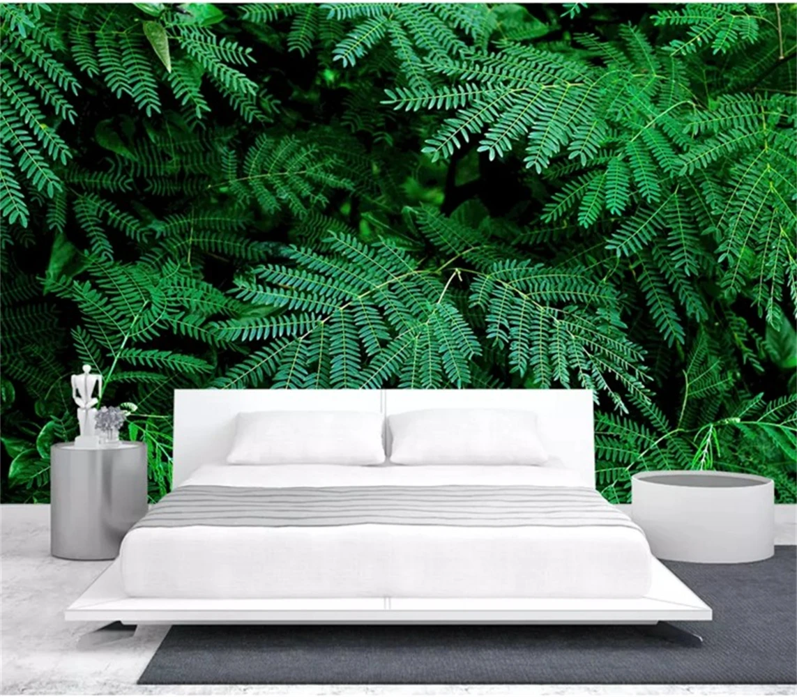 Обичай зелени растителни тапети със стенописи на тропическите гори, за да спални хол трапезария фоново стенно покритие