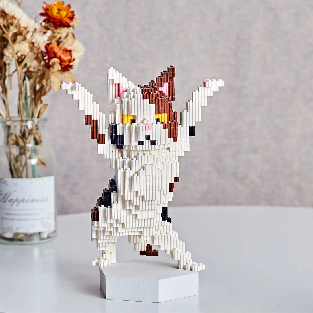 Очарователен модел котка, Микро строителни блокове, мини-тухли с животни, направи си сам, Прекрасен Танцуващата Котка, 3D мини-тухла, за декорация, подарък