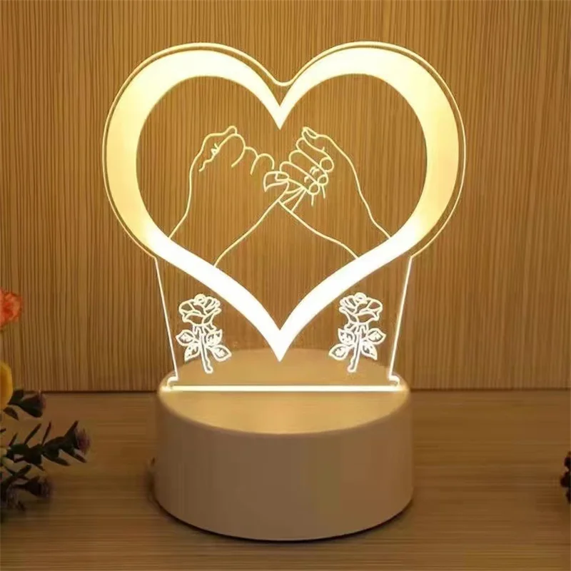 Романтичната Любов, 3D Акрилни led лека нощ, USB лампа за спални, детски подарък, Декорация, Коледа, рожден Ден, Свети Валентин, настолна лампа