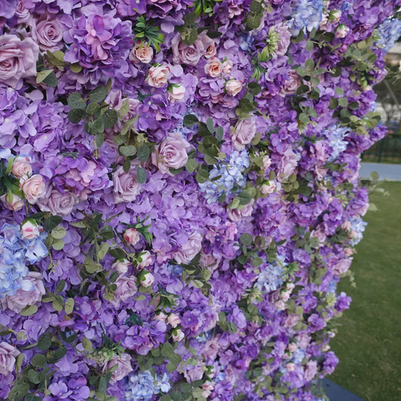 Стена от лилаво 5D Рози с Размери 8Х8 метра, изработени от плат, навита на руло, Изкуствена Хортензия За украса на сватбена фон