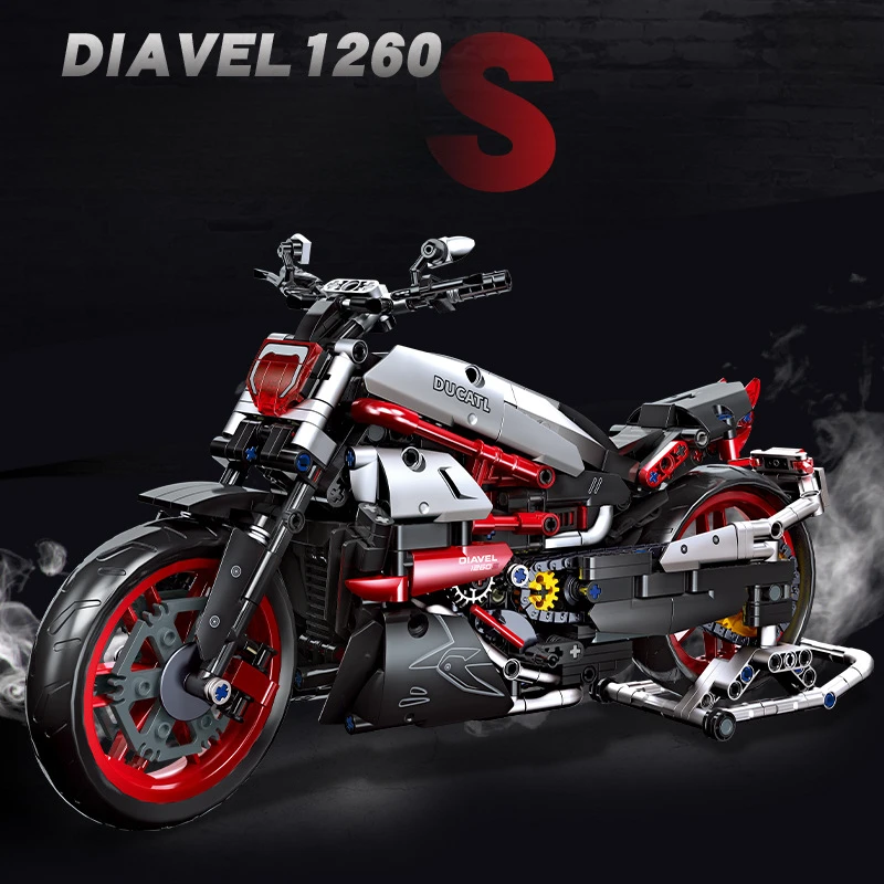 Строителни тухли JIE－STAR, Нощен червен Демон, модел на мотоциклет за момчета, сглобяване на играчки за мотоциклети