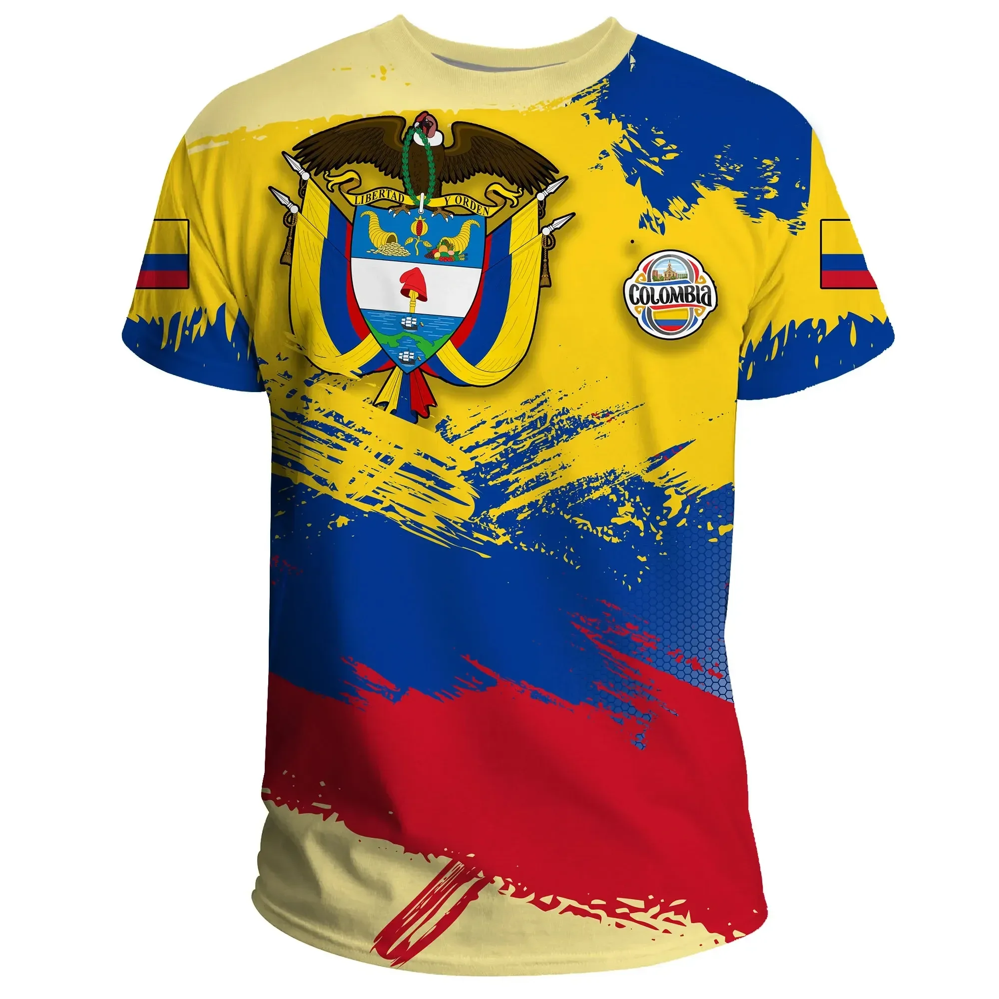 Тениска с флага Колумбия, мъжки и дамски блузи, Лятна тениска, градинска риза в стил Харадзюку, Спортни и Ежедневни тениска с къс ръкав